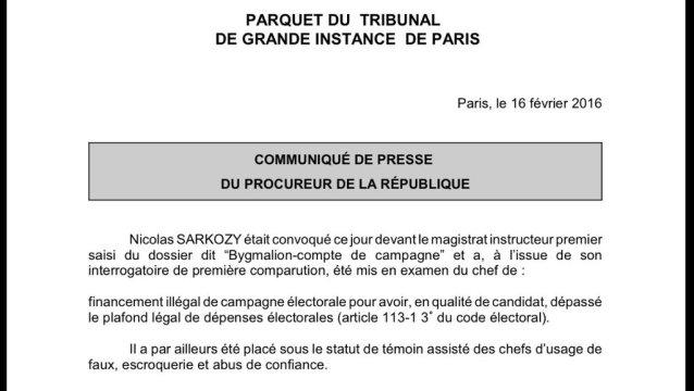 Nicolas sarkozy mis en examen